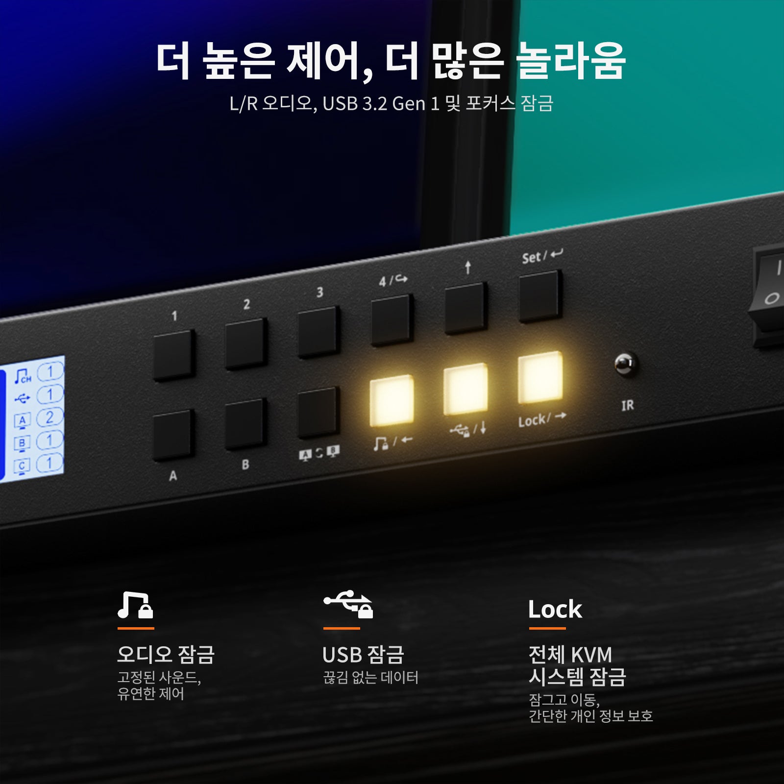 듀얼 모니터 하이브리드 USB-C/HDMI/DP 4K60Hz KVM 스위치 프로 허브, 2대의 노트북 및 2대의 PC용, MST 모드, EDID 에뮬레이션, 기가비트 LAN 및 듀얼 충전 지원