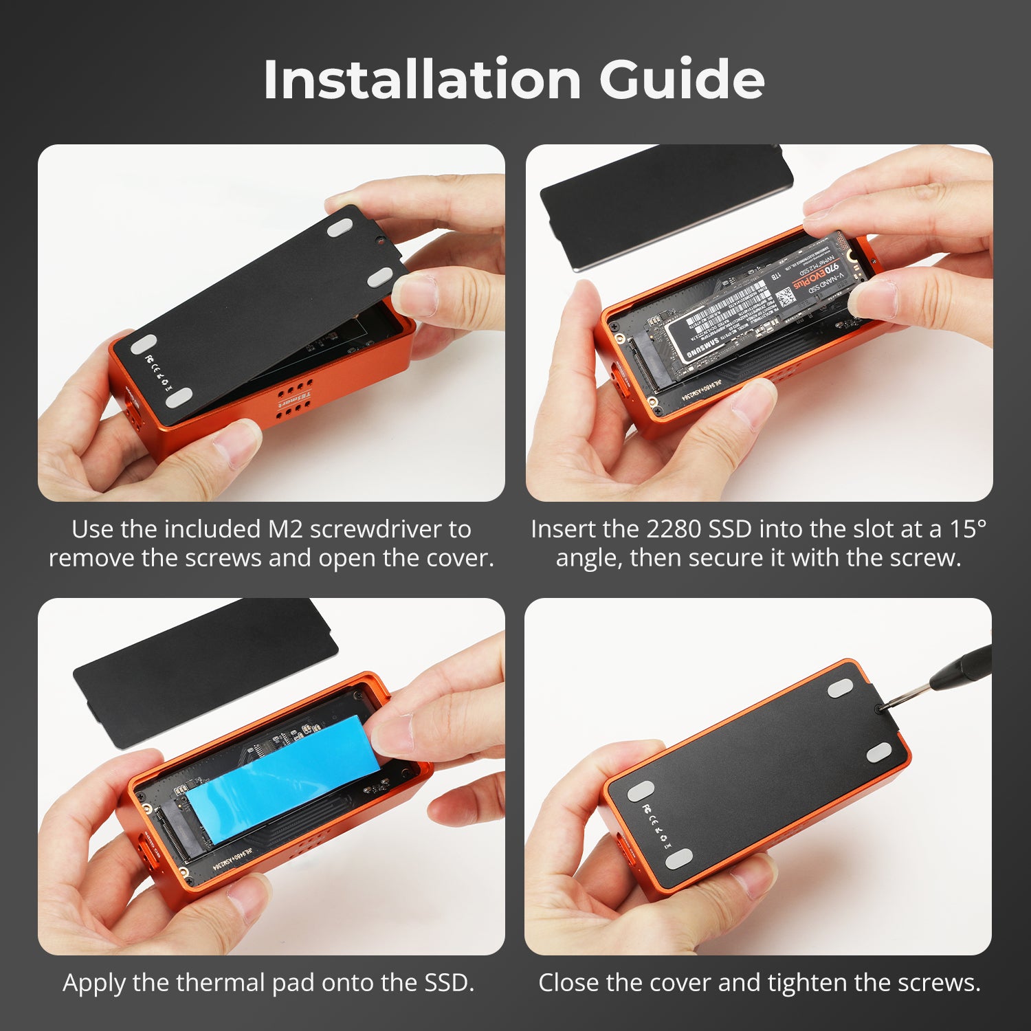 TBE-X5Max USB4 80Gbps PCIe 5.0 NVMe SSD 인클로저 · Thunderbolt 5/4/3 및 USB 3.x 호환 · 최대 7000 MB/s