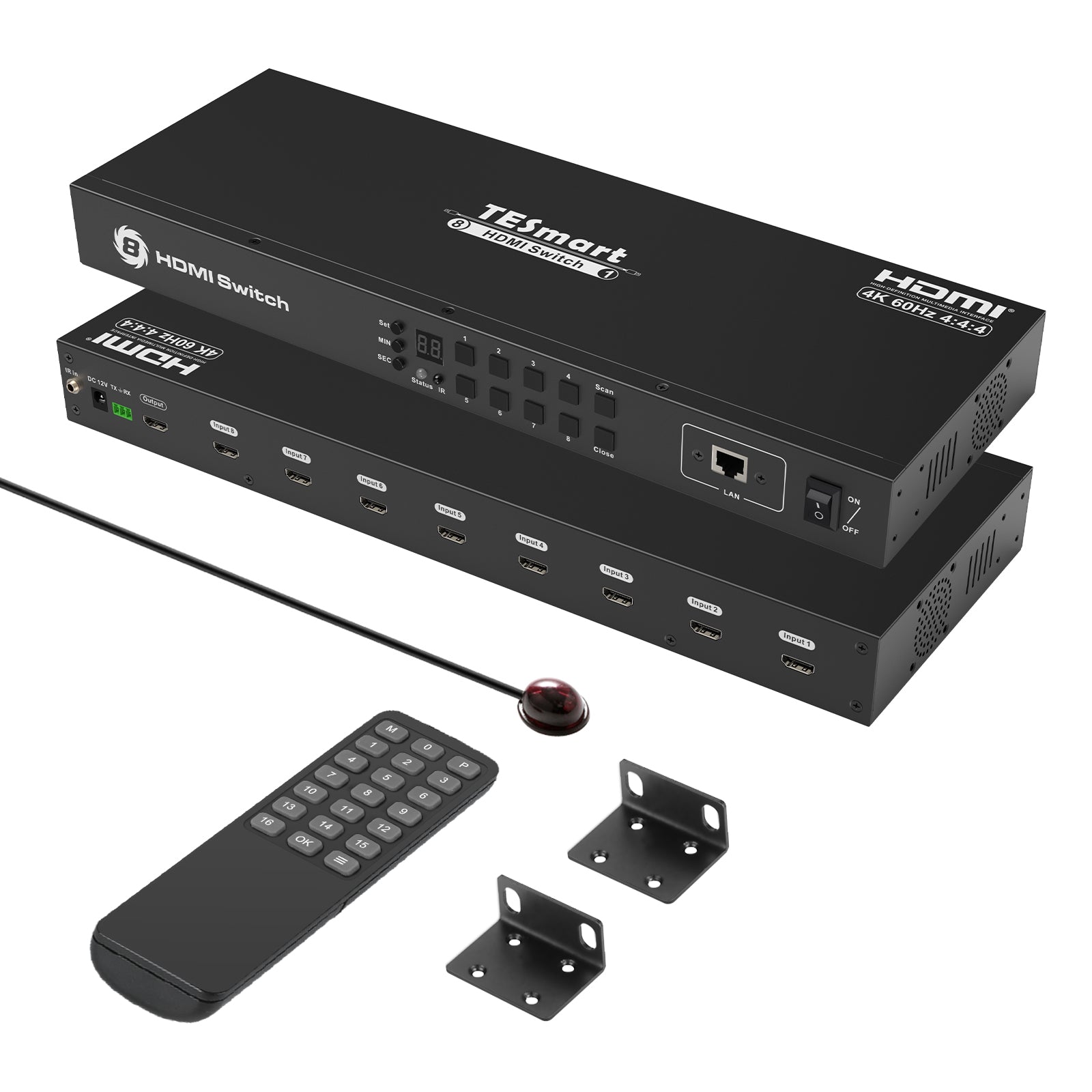TESmart 8포트 8:1 포트 HDMI 스위치 – 랙 마운트 포함,RS232/LAN 지원 | TESmart Korea