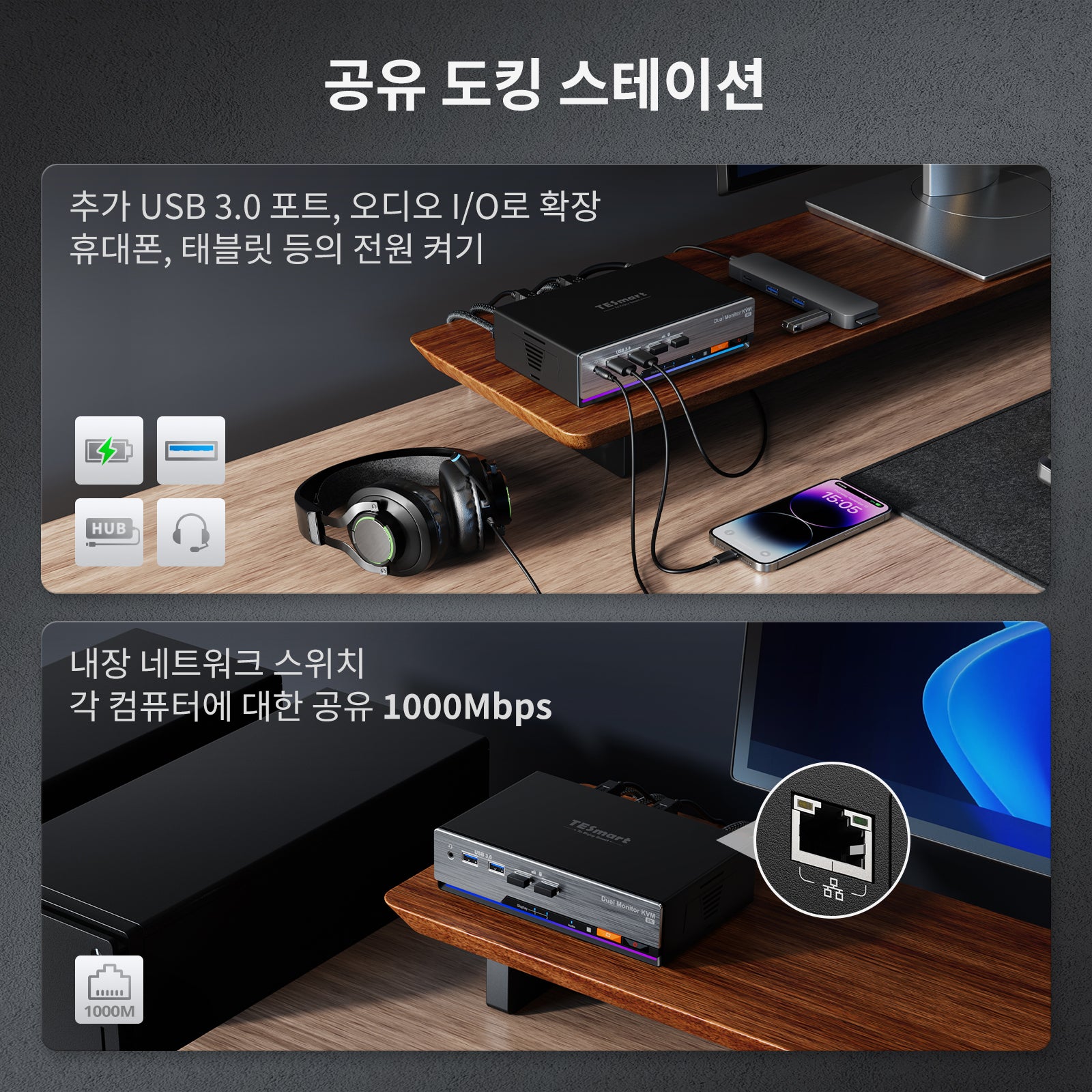 tesmart 8k 2ports share docking station