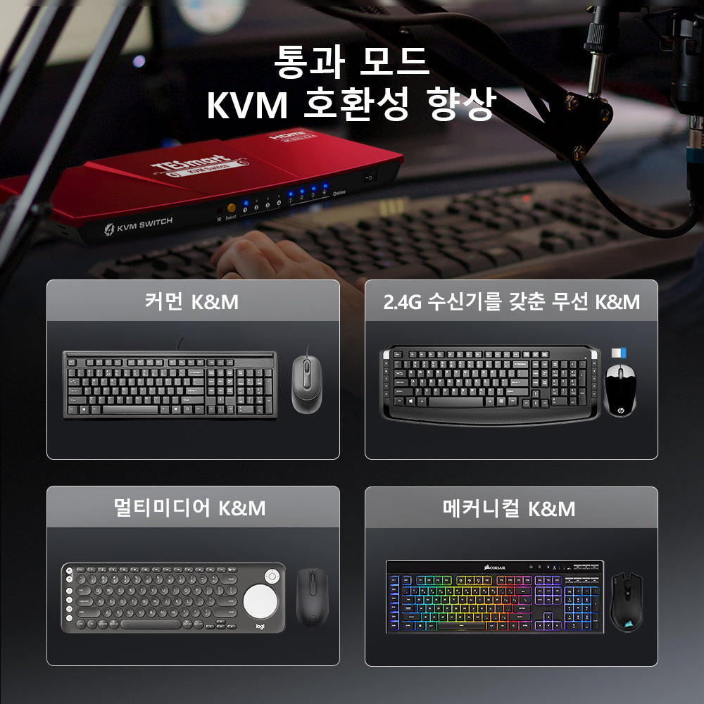 TESmart 4포트 4:1 HDMI KVM 스위치 – 4K60Hz, 마우스 심리스 스위칭 | TESmart Korea