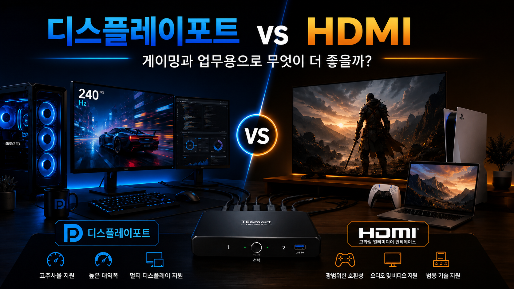 DisplayPort vs HDMI: 게이밍과 업무에 더 적합한 연결 방식은?