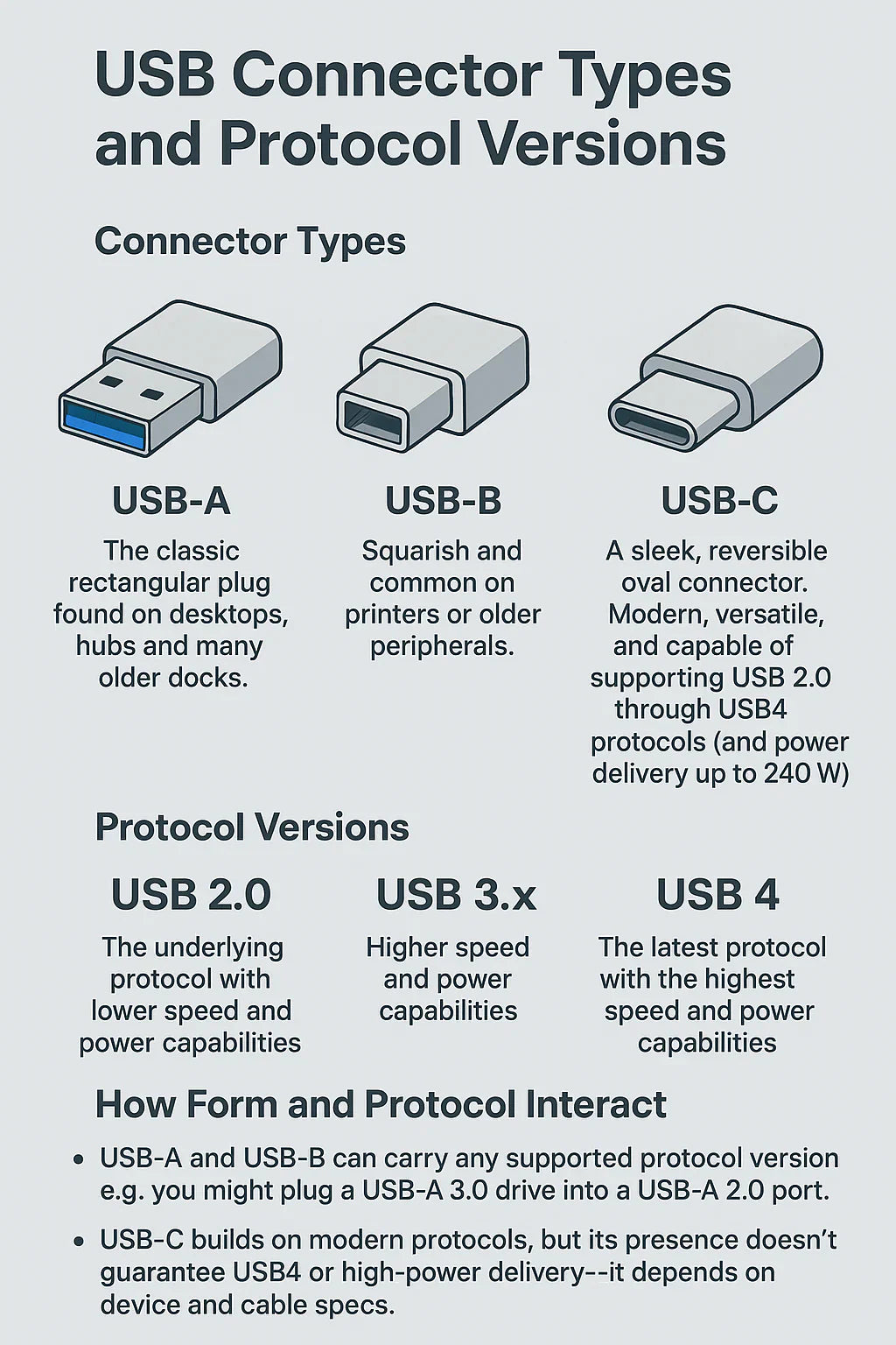 USB A, B, C vs. USB 2.0, 3.x, 4.0: 차이점은 무엇일까?