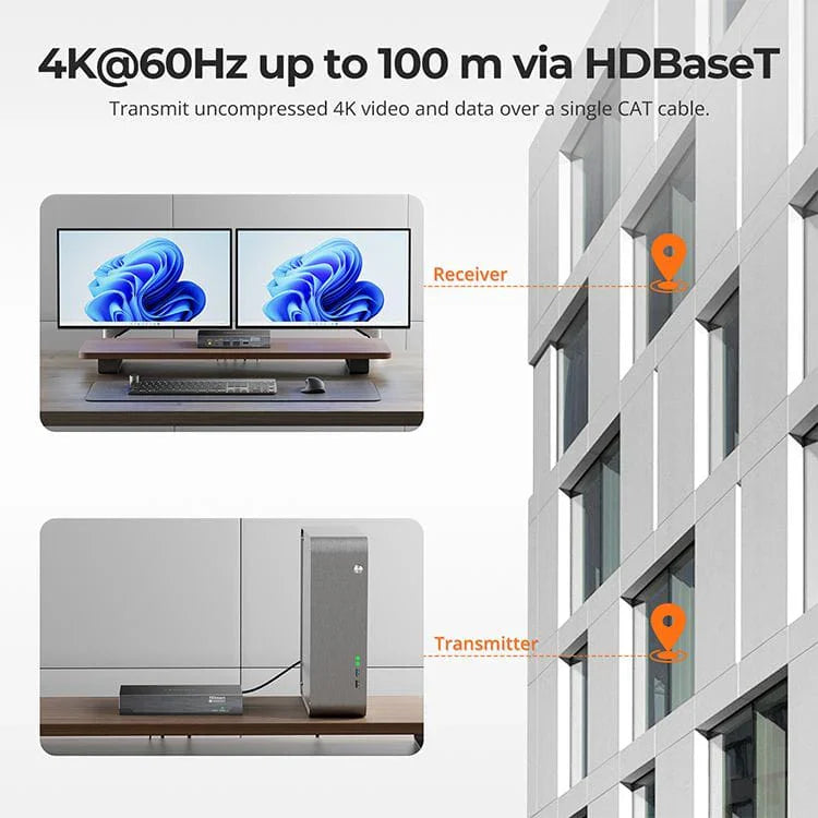 TESmart HKE10SS-PD25: DisplayLink와 HDBaseT로 구현하는 100m 장거리 듀얼 스크린 확장 솔루션