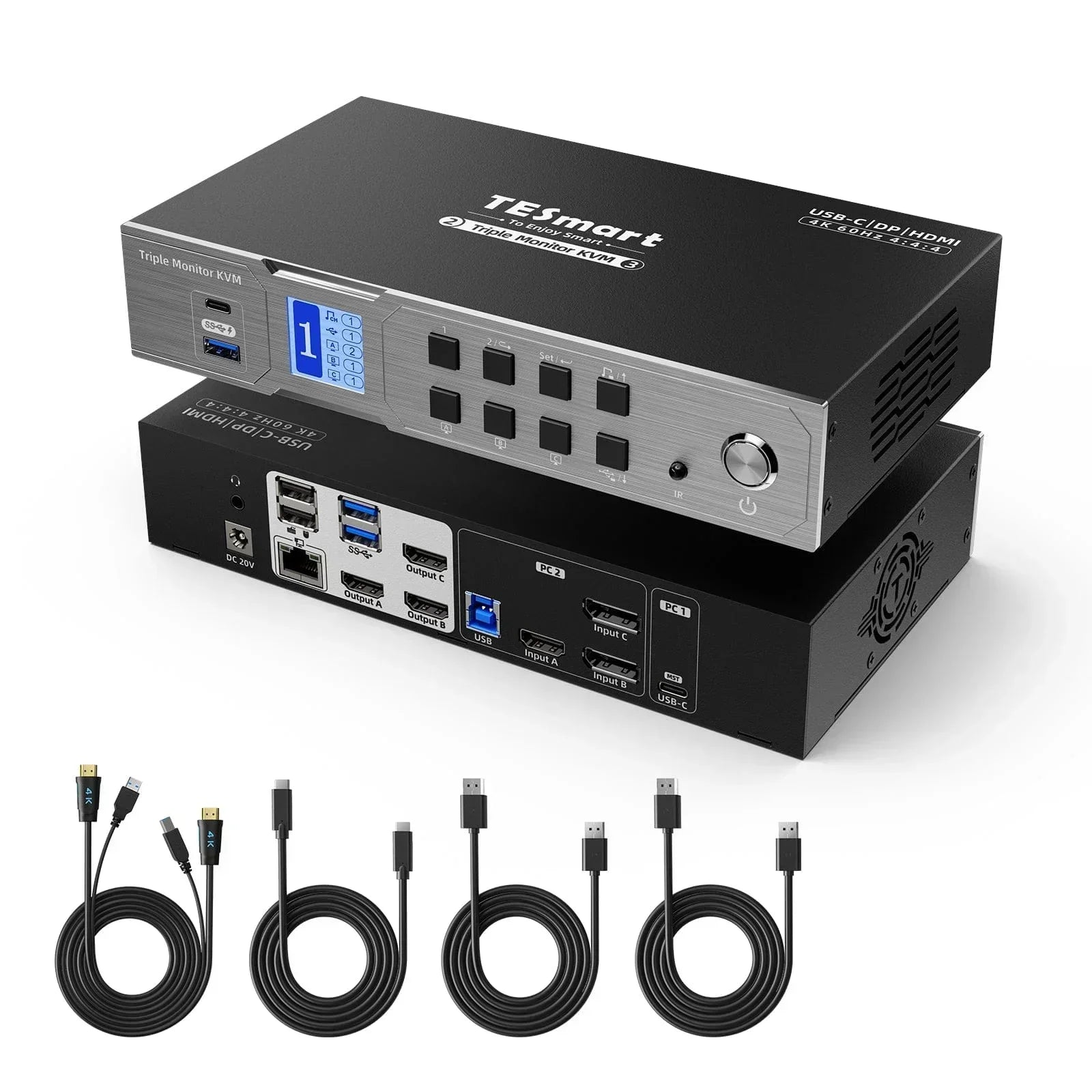 MST 기술로 3대 모니터 출력 구현: TESmart HDC203-P24 트리플 디스플레이 KVM