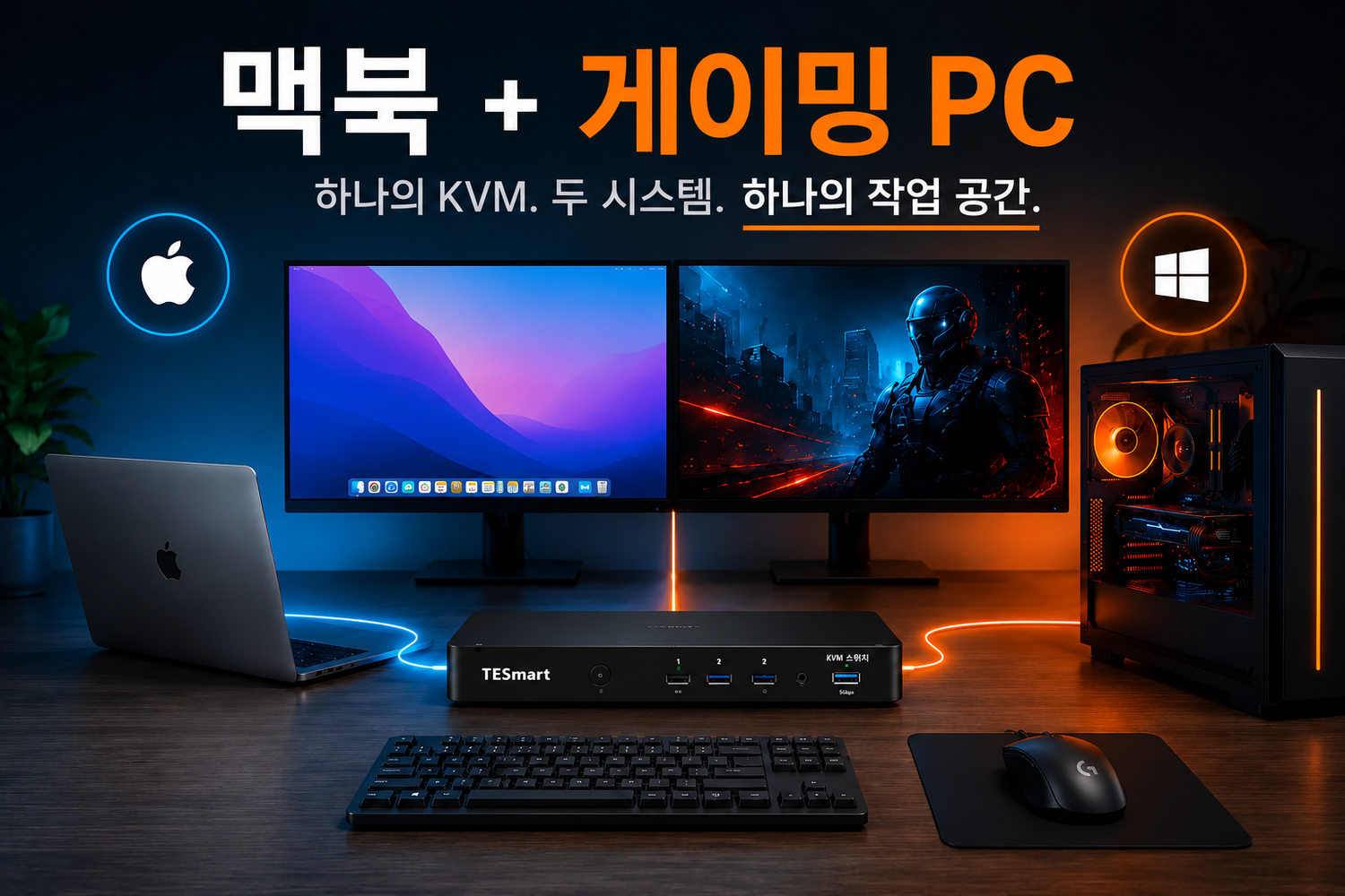 MacBook·Windows 게이밍 PC KVM 설정 가이드: 모니터와 USB 장치 공유 방법