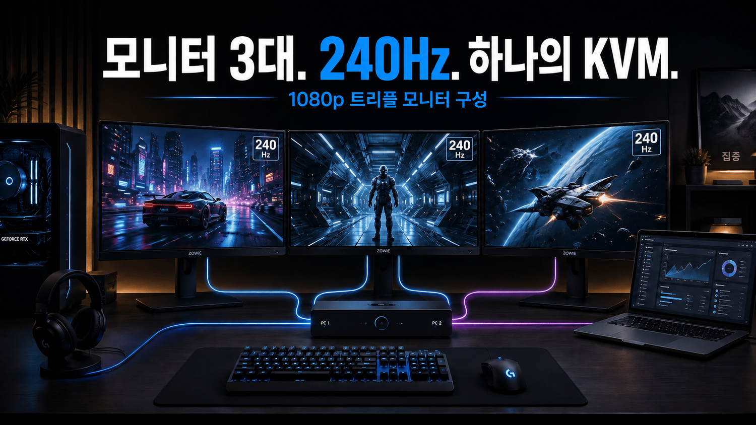 1080p 240Hz 모니터 3대를 KVM으로 사용할 수 있을까? 구매 전 확인해야 할 핵심 사항