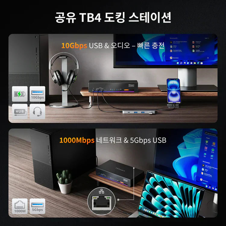 Thunderbolt 4 vs. USB-C: 나에게 맞는 TESmart 듀얼 모니터 KVM 스위치는?