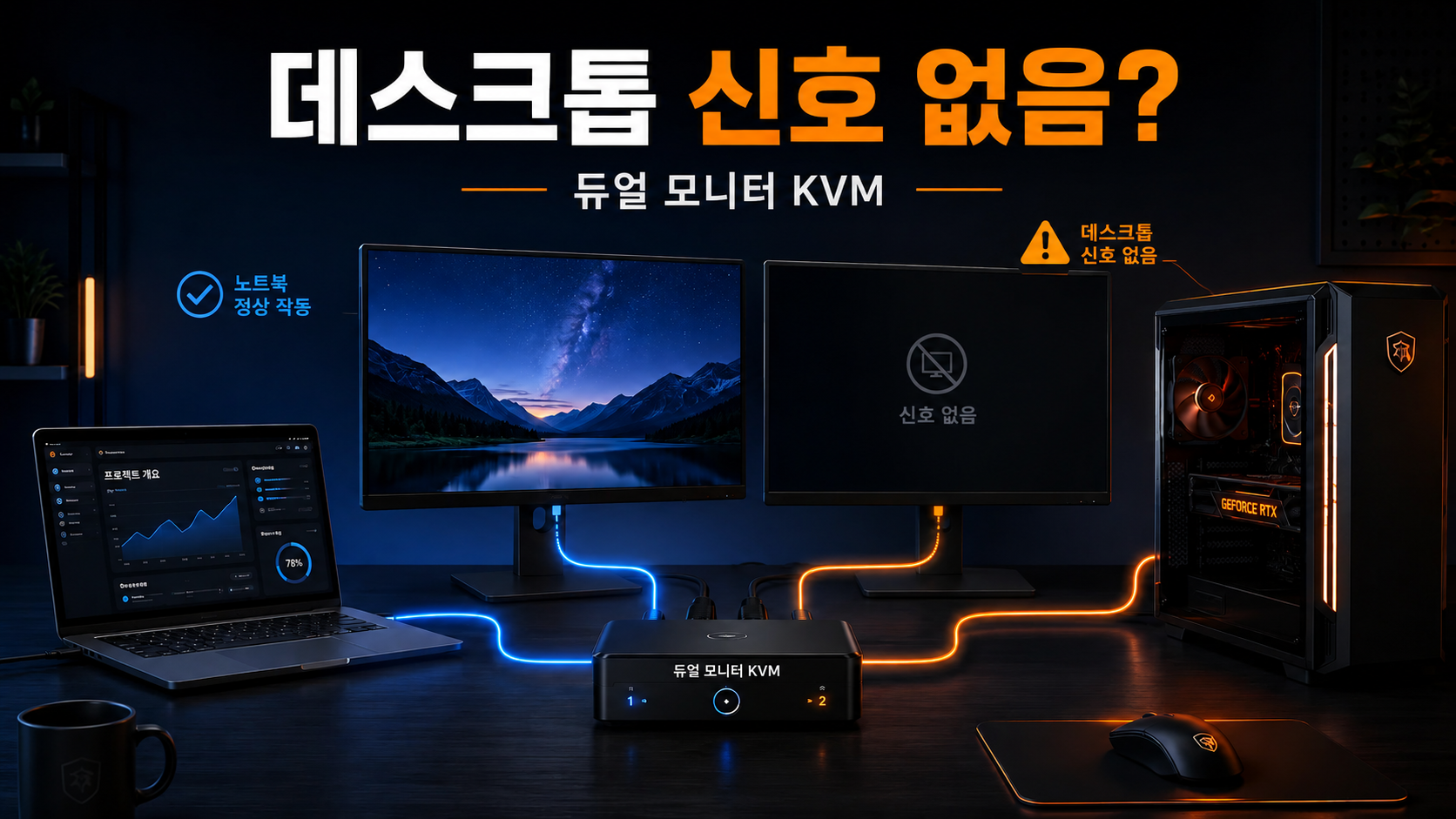 노트북에서는 작동하지만 데스크톱에서는 작동하지 않는 KVM 스위치: 듀얼 모니터 신호 경로 점검 가이드