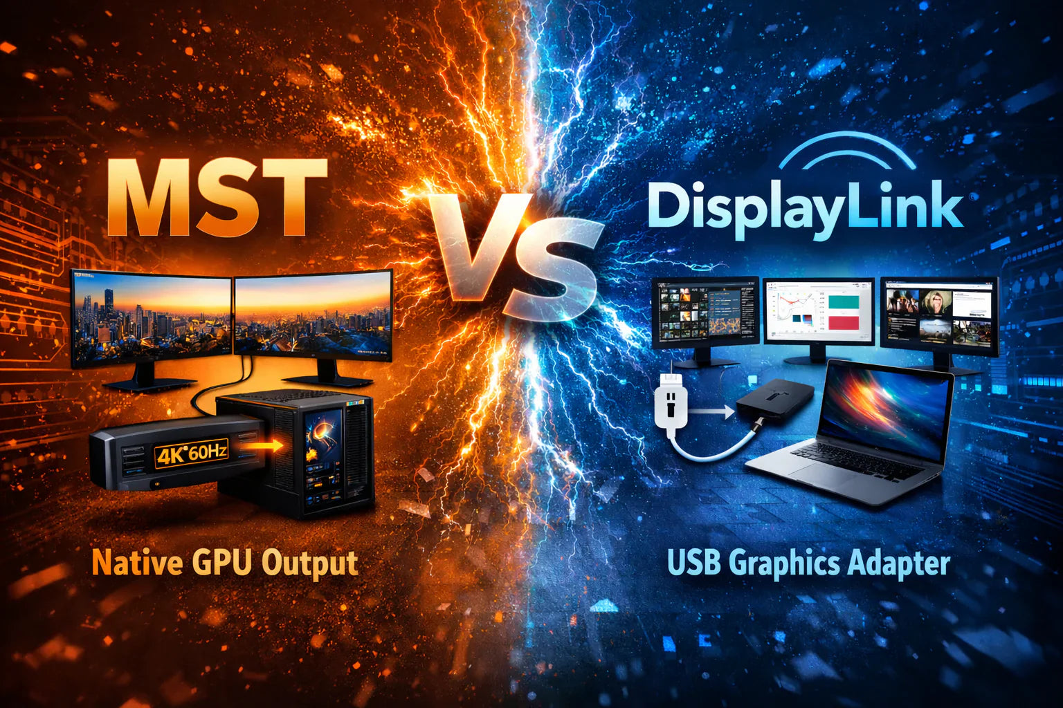 MST와 DisplayLink 비교: 데스크톱·노트북·트리플 모니터용 HDC203-P24와 HDC203-PM24 선택 방법