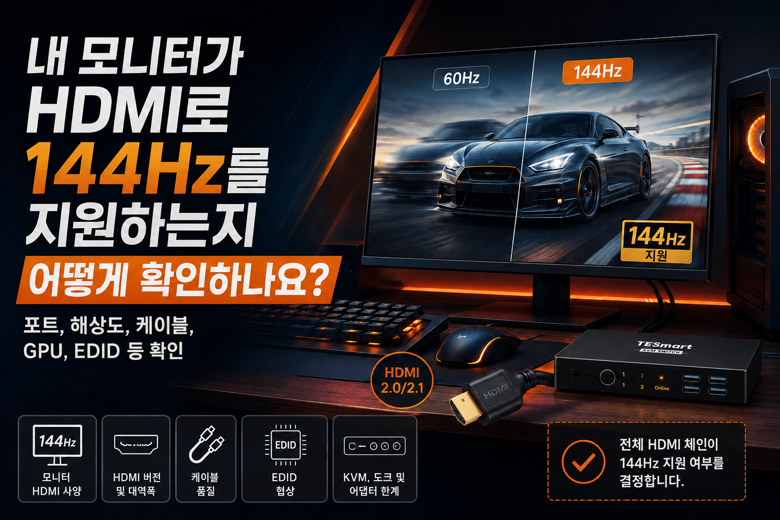 내 모니터는 HDMI에서 144Hz를 지원할까? 확인해야 할 핵심 요소