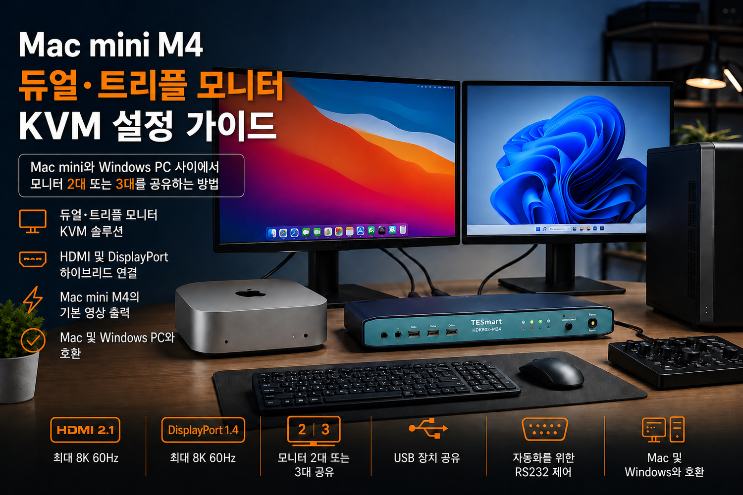 Mac mini M4용 KVM 스위치: 듀얼·트리플 모니터 설정 가이드1