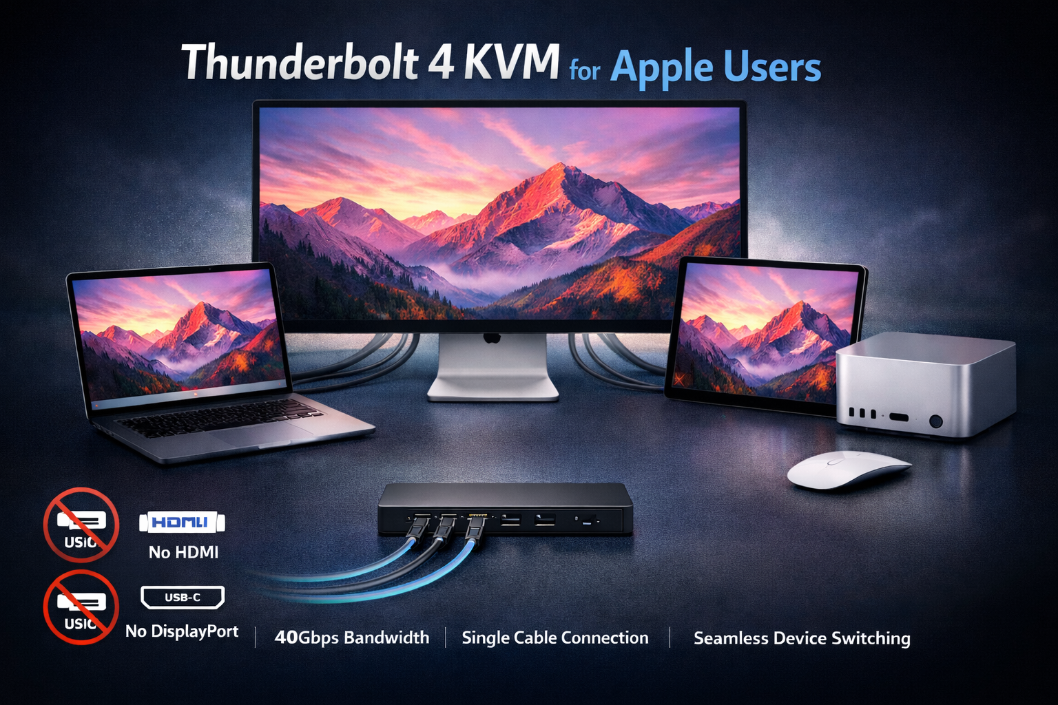 Apple Studio Display KVM 가이드: 대부분의 KVM 스위치가 작동하지 않는 이유 (그리고 Thunderbolt 솔루션)
