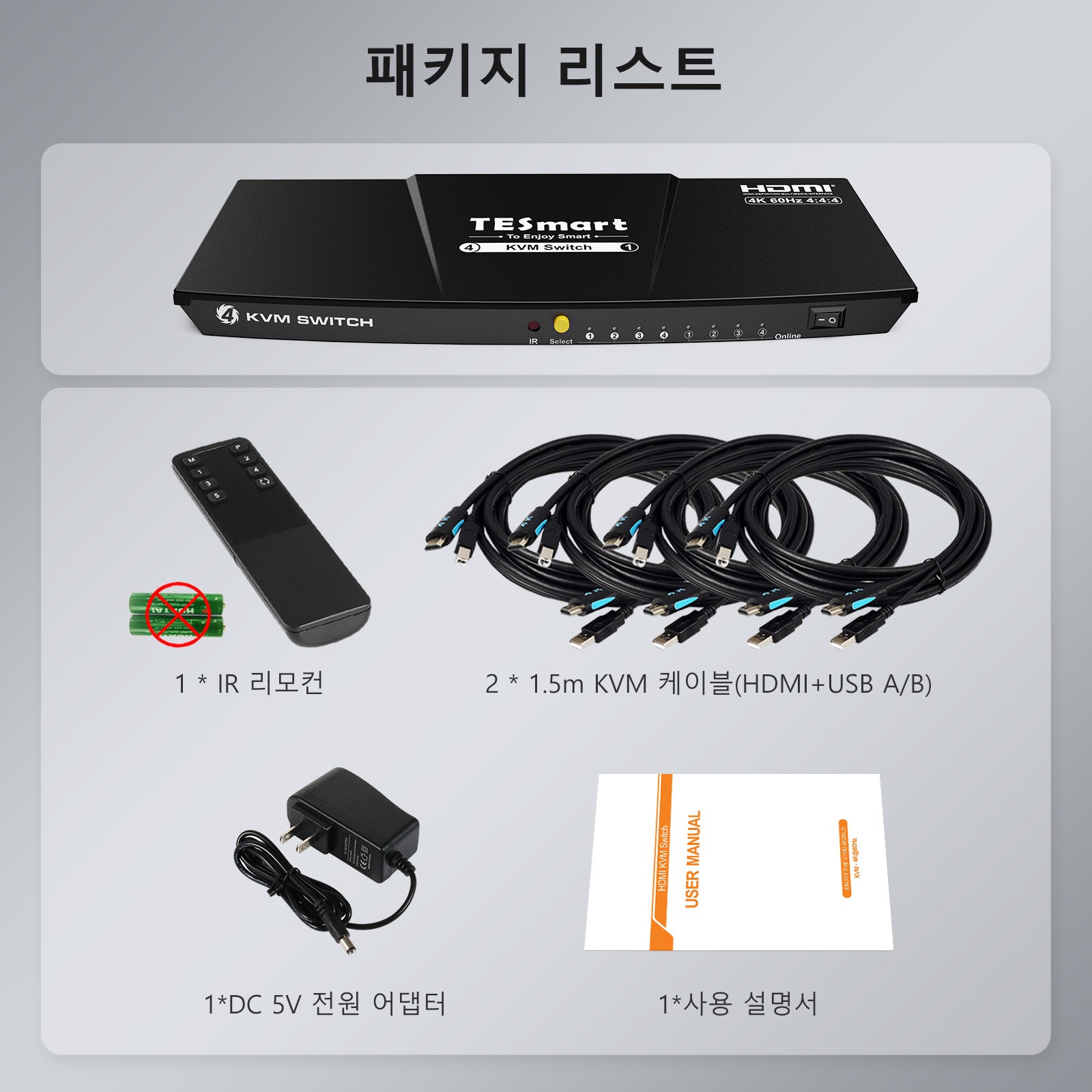 TESmart 4포트 4:1 B 시리즈 HDMI KVM 스위치 – 4K30Hz,EDID 지원 | TESmart Korea