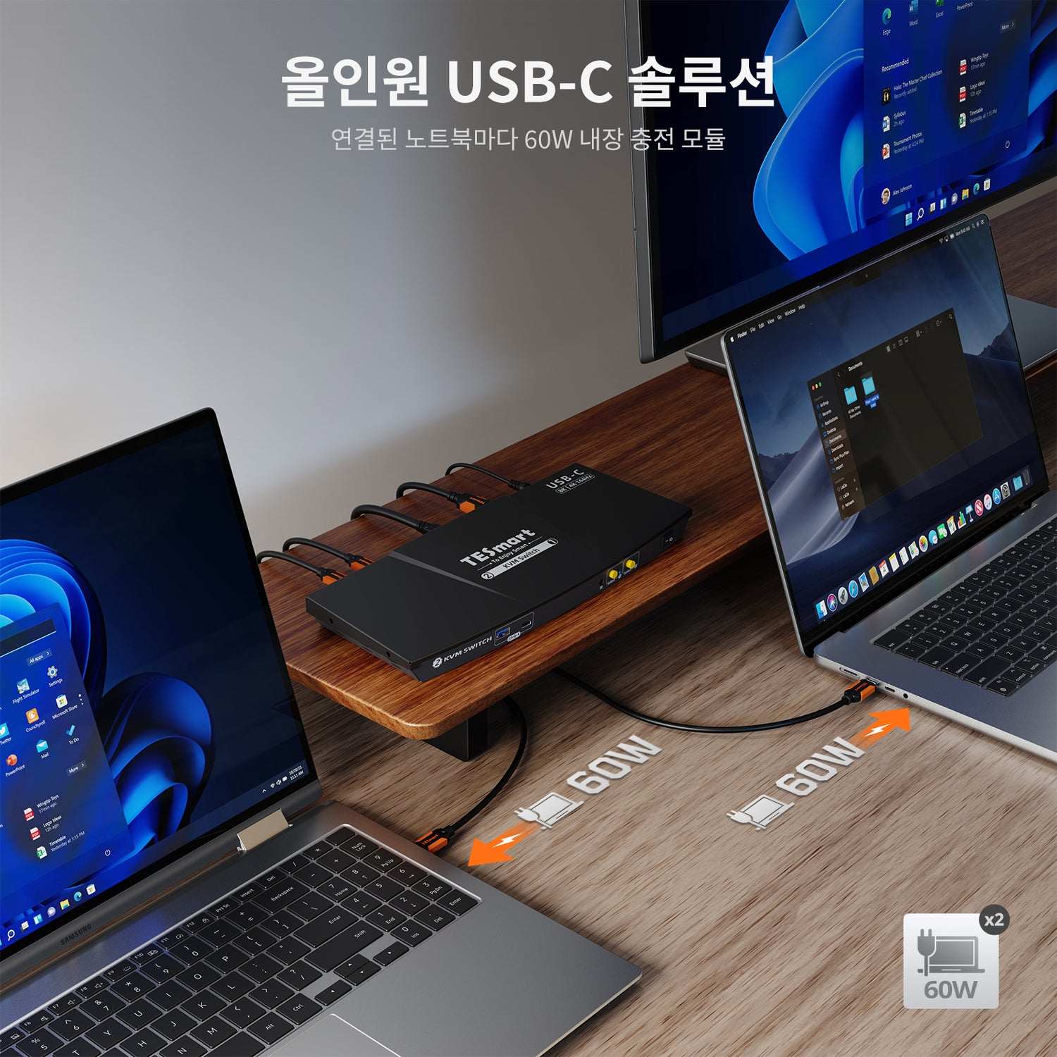 CKS201-M23 2포트 8K60 USB-C KVM 스위치 게이밍 도크(ADI 칩 포함), EDID, 게이밍용 4K144Hz, 노트북 2대 &amp; 모니터 1대