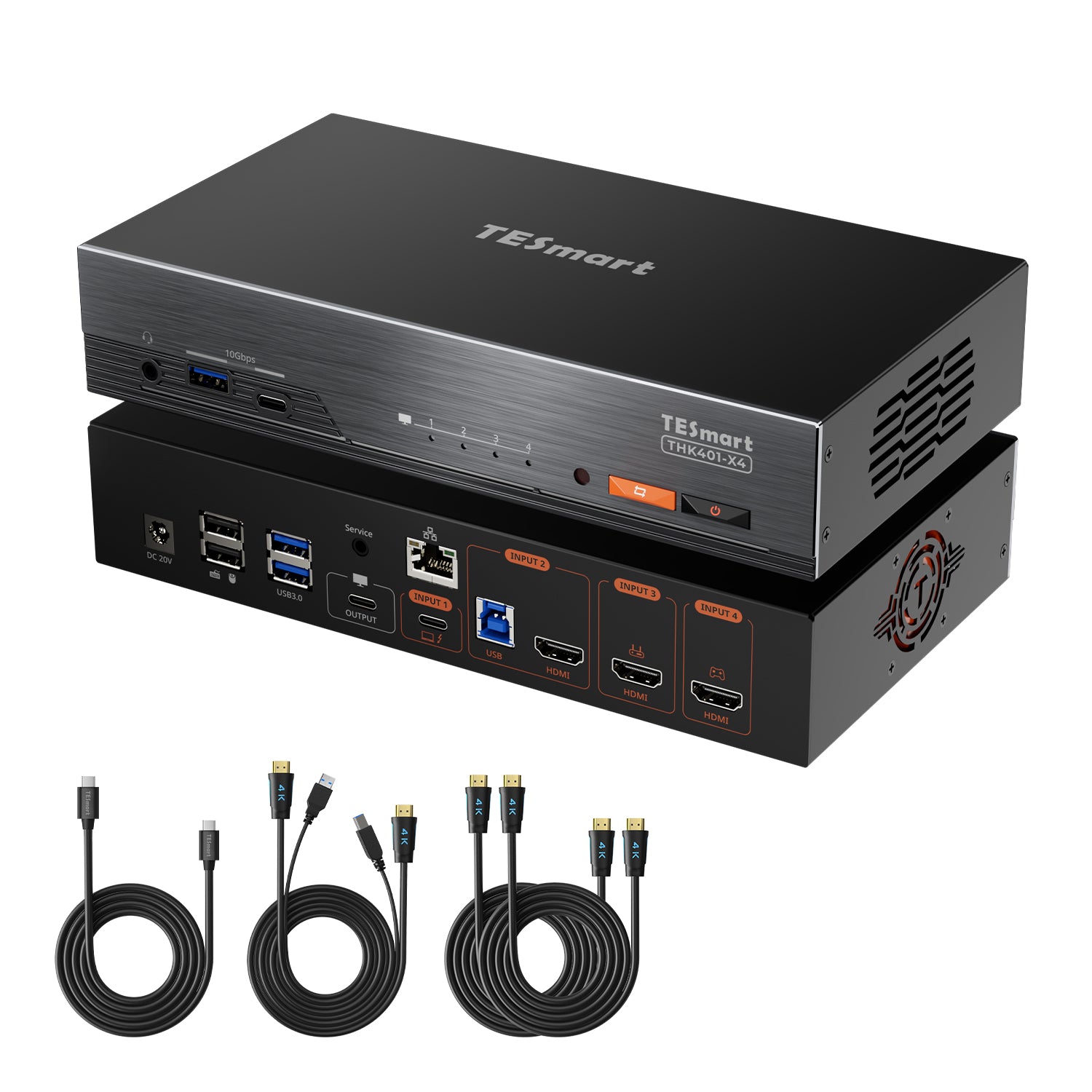 4포트 KVM (Apple Studio Display용) – 최대 6K@60Hz / 5K@120Hz, Thunderbolt™ 4 및 HDMI 장치 호환 가능