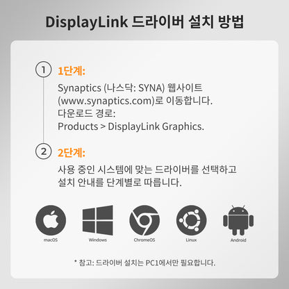 트리플 4K60Hz DisplayLink® 하이브리드 KVM 도킹 스테이션 – USB-C (EDID 및 100W PD 탑재), 2대의 PC용 (Mac 및 데스크톱)