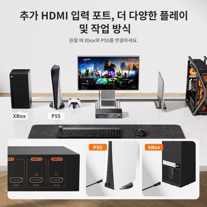 4포트 KVM (Apple Studio Display용) – 최대 6K@60Hz / 5K@120Hz, Thunderbolt™ 4 및 HDMI 장치 호환 가능