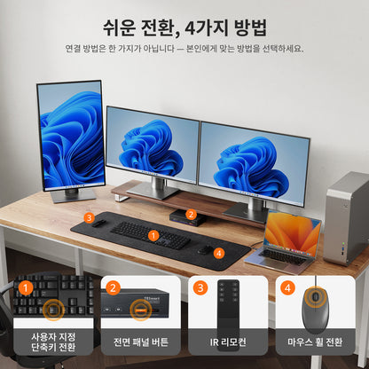 트리플 4K60Hz DisplayLink® 하이브리드 KVM 도킹 스테이션 – USB-C (EDID 및 100W PD 탑재), 2대의 PC용 (Mac 및 데스크톱)