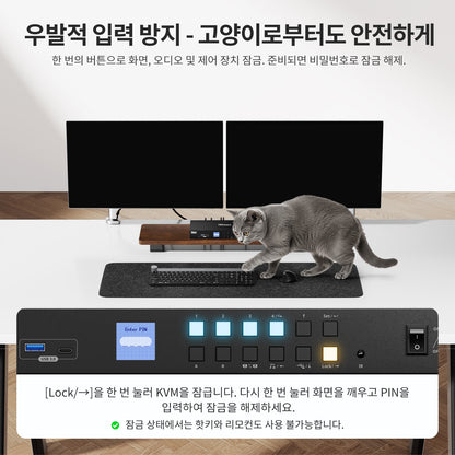 듀얼 모니터 하이브리드 USB-C/HDMI/DP 4K60Hz KVM 스위치 프로 허브, 2대의 노트북 및 2대의 PC용, MST 모드, EDID 에뮬레이션, 기가비트 LAN 및 듀얼 충전 지원