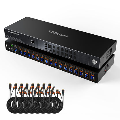 16포트 8K60Hz HDMI 2.1 KVM 스위치 – 다중 제어, USB 3.2 Gen1 (5Gbps) 및 스마트 모드 지원 – 프로 스튜디오 및 멀티 PC 환경에 최적화