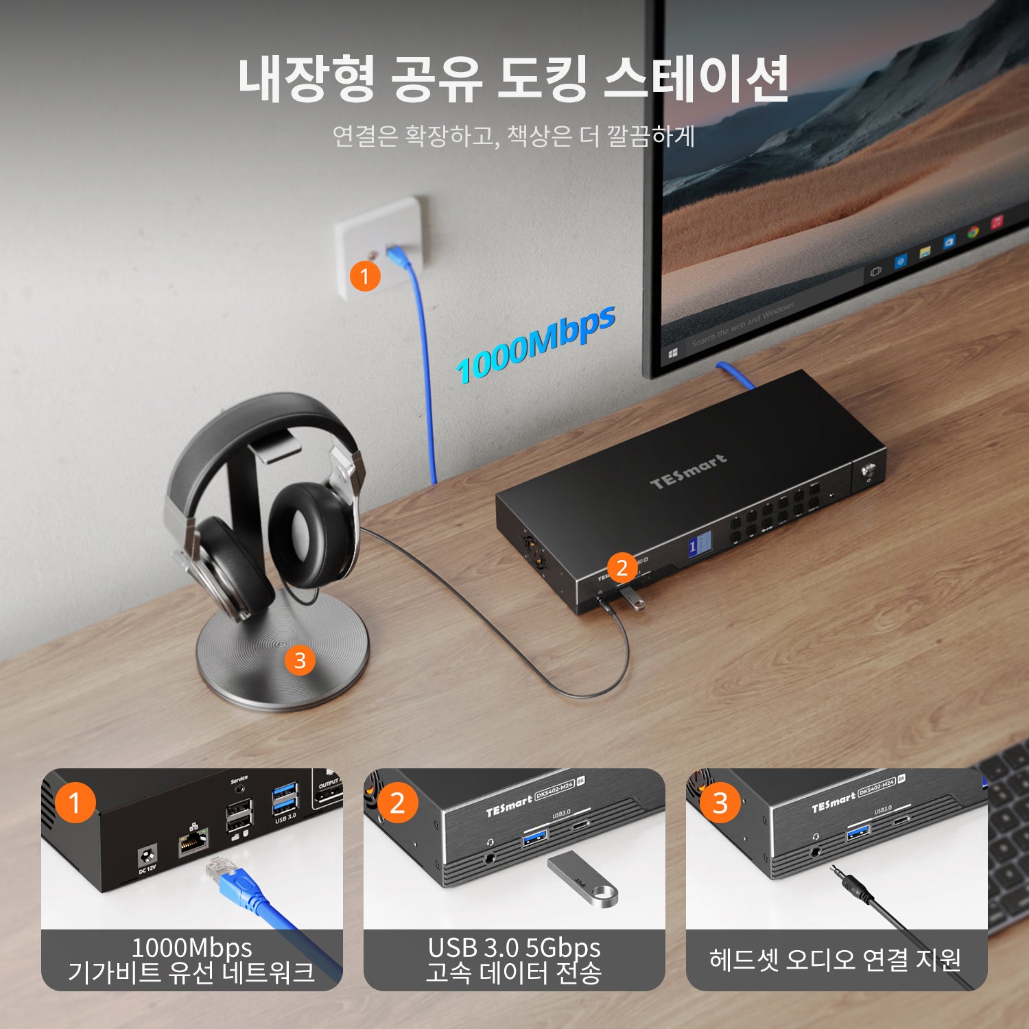 DP 1.4 듀얼 8K@60Hz KVM 스위치 (네트워크 허브 및 스마트 EDID 내장) – IT 전문가, 크리에이터 및 멀티 PC 환경을 위한 제품