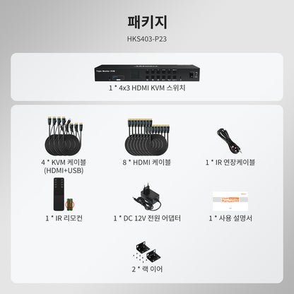 TESmart 4포트 4:3 트리플 모니터 HDMI KVM 스위치 – HDMI 4K60Hz, USB 3.0 허브, 헤드셋 및 오디오 지원 | TESmart Korea