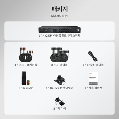DP 1.4 듀얼 8K@60Hz KVM 스위치 (네트워크 허브 및 스마트 EDID 내장) – IT 전문가, 크리에이터 및 멀티 PC 환경을 위한 제품