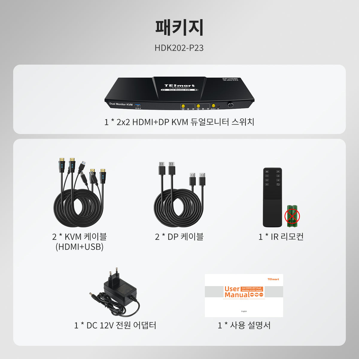TESmart 2포트 2:2 듀얼 모니터 HDMI+DP KVM 스위치 키트 –  4K60Hz, USB 3.0 도킹 스테이션 지원 | TESmart Korea