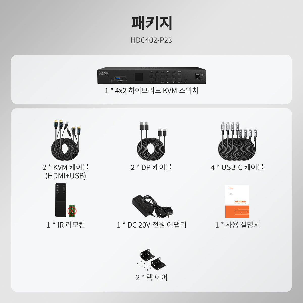 듀얼 모니터 하이브리드 USB-C/HDMI/DP 4K60Hz KVM 스위치 프로 허브, 2대의 노트북 및 2대의 PC용, MST 모드, EDID 에뮬레이션, 기가비트 LAN 및 듀얼 충전 지원