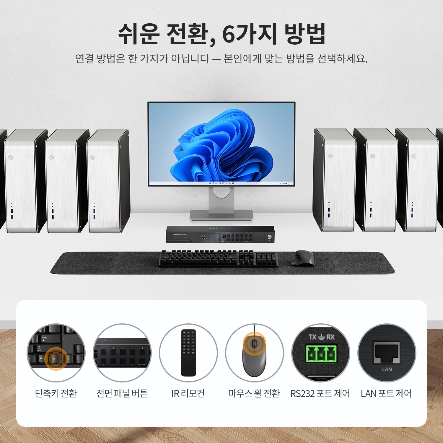 16포트 8K60Hz HDMI 2.1 KVM 스위치 – 다중 제어, USB 3.2 Gen1 (5Gbps) 및 스마트 모드 지원 – 프로 스튜디오 및 멀티 PC 환경에 최적화