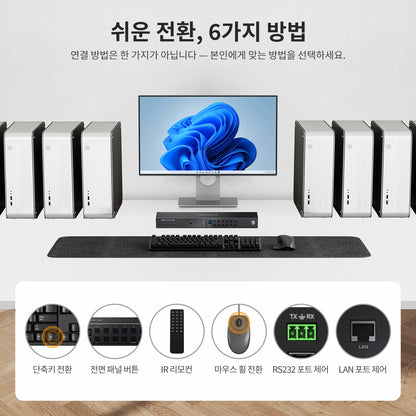 16포트 8K60Hz HDMI 2.1 KVM 스위치 – 다중 제어, USB 3.2 Gen1 (5Gbps) 및 스마트 모드 지원 – 프로 스튜디오 및 멀티 PC 환경에 최적화