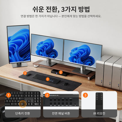 TESmart 4포트 4:3 트리플 모니터 HDMI KVM 스위치 – HDMI 4K60Hz, USB 3.0 허브, 헤드셋 및 오디오 지원 | TESmart Korea