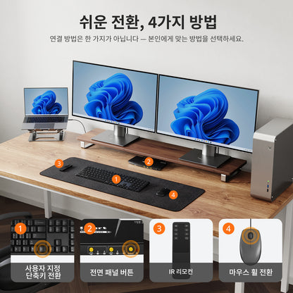 듀얼 4K60Hz 하이브리드 KVM 도킹 스테이션 키트 - USB-C (MST 및 EDID 지원) / 노트북 1대 및 데스크톱 1대용