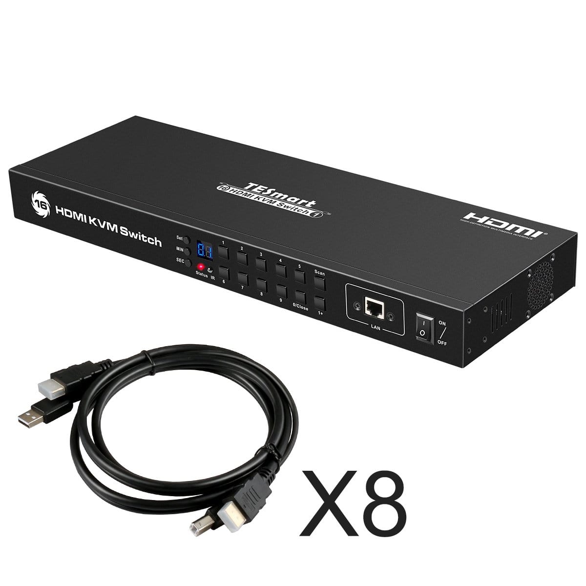 TESmart 16포트 16:1 HDMI KVM 스위치 – 4K30Hz , RS232/LAN 포트 지원 | TESmart Korea