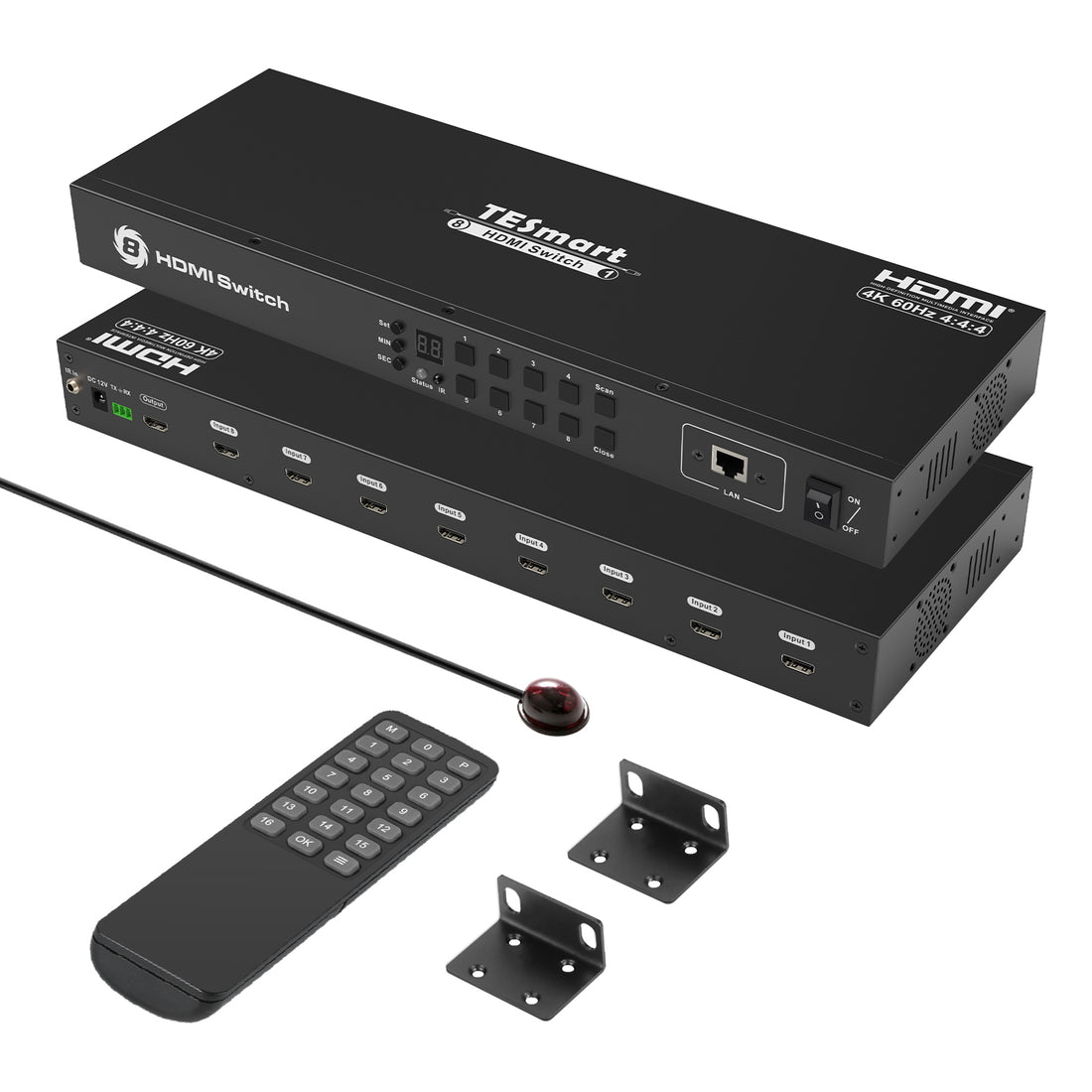 TESmart 8포트 8:1 포트 HDMI 스위치 – 랙 마운트 포함,RS232/LAN 지원 | TESmart Korea