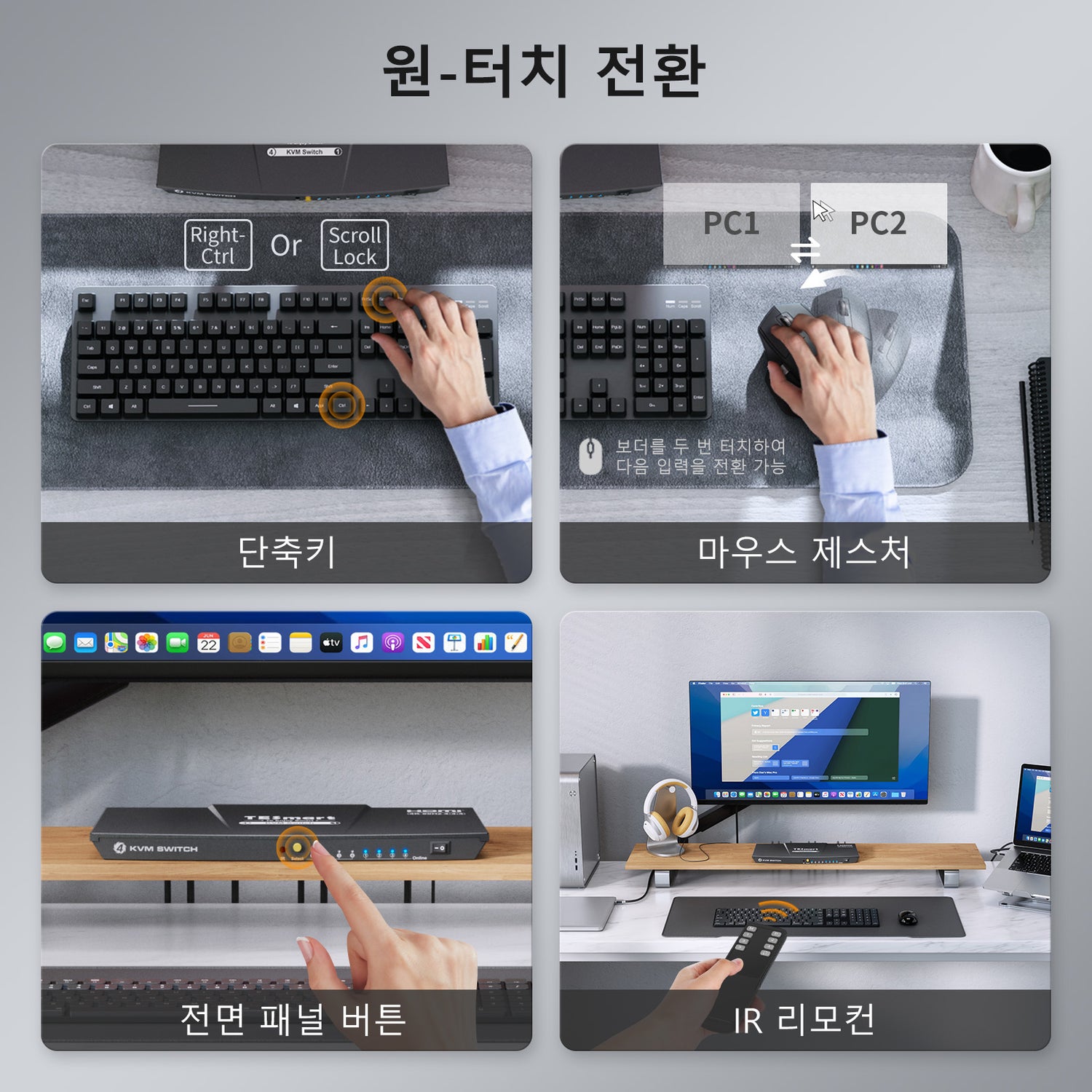 TESmart 4포트 4:1 싱글 모니터 HDMI KVM 스위치 – 4K@60Hz, EDID 지원 | TESmart Korea