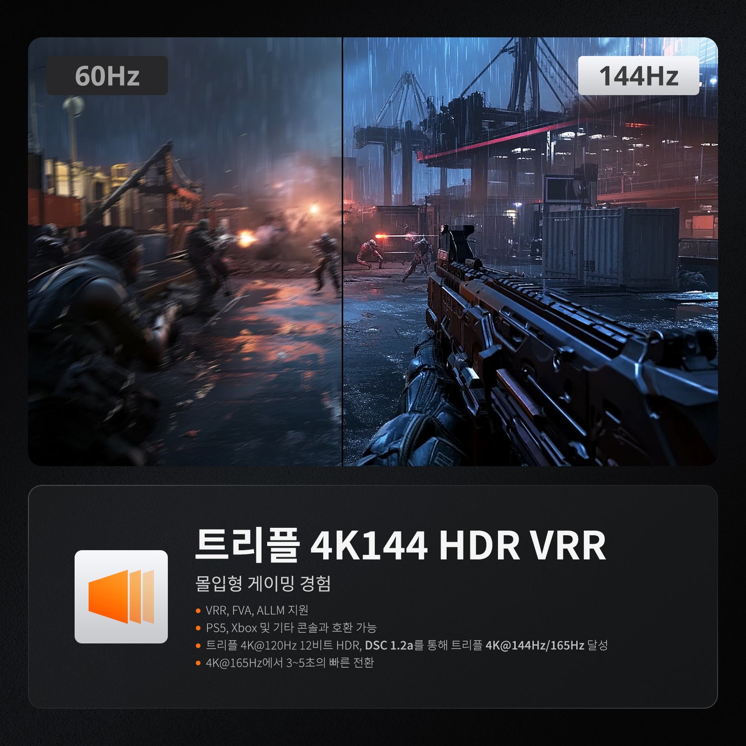 2대의 PC와 3대의 모니터를 위한 HDMI 2.1 및 DP 1.4 트리플 4K144Hz KVM 스위치 게이밍 독, ADI 칩, EDID, VRR, FVA, ALLM 및 동적 HDR 포함