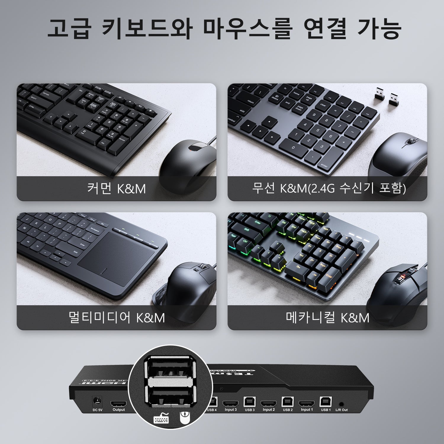 TESmart 4포트 4:1 B 시리즈 HDMI KVM 스위치 – 4K30Hz,EDID 지원 | TESmart Korea