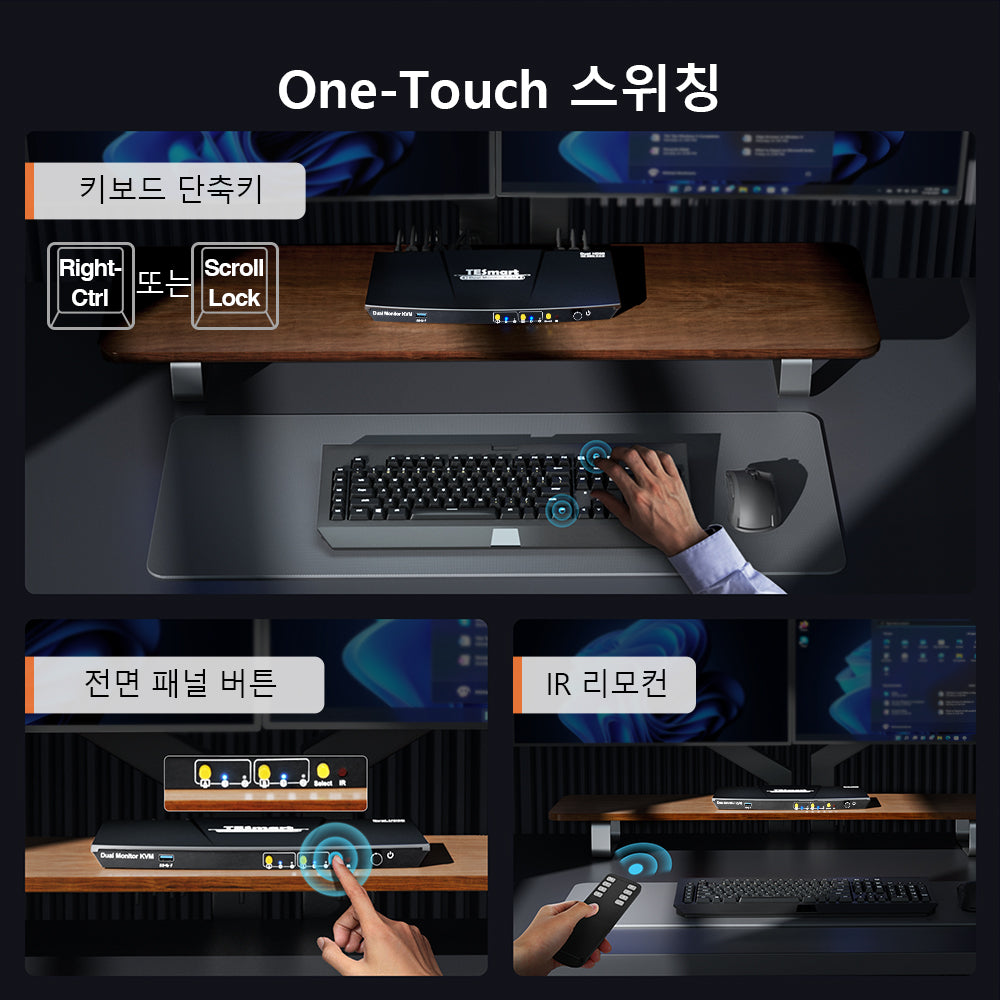 TESmart 2포트 2:2 듀얼 모니터 HDMI KVM 스위치 – 4K30Hz, USB 2.0 허브, 오디오 I/O 지원 | TESmart Korea