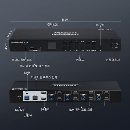 TESmart 4포트 4:2 듀얼 모니터 DP KVM 스위치 키트 – 4K60Hz, USB 3.0 허브, 오디오 I/O 지원 | TESmart Korea