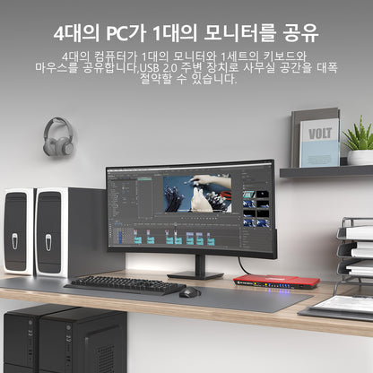 TESmart 4포트 4:1 DP KVM 스위치 – DP1.2, 4K60Hz, USB 허브 포함 | TESmart Korea