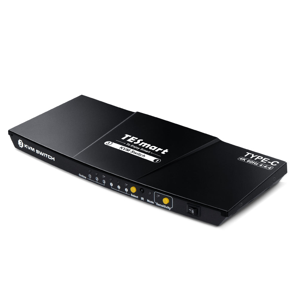 TESmart 3포트 3:1 USB-C KVM 스위치 – 4K60Hz, USB 허브, 오디오 포트 지원 | TESmart Korea