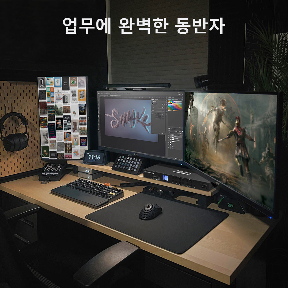 TESmart 4포트 4:3 트리플 모니터 HDMI KVM 스위치 – HDMI 4K60Hz, USB 3.0 허브, 헤드셋 및 오디오 지원 | TESmart Korea