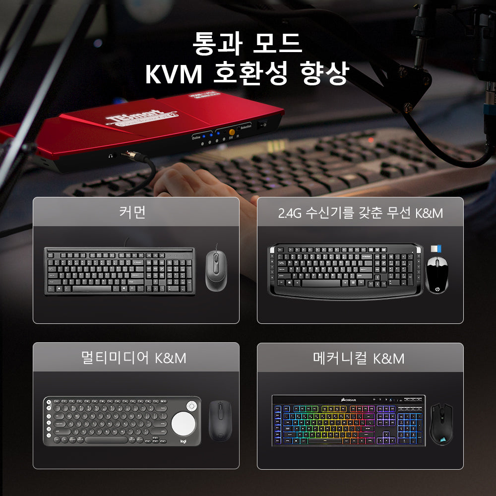 TESmart 2포트 2:2 듀얼 모니터 HDMI+VGA KVM 스위치 – 4K60Hz, USB 허브 포함 | TESmart Korea